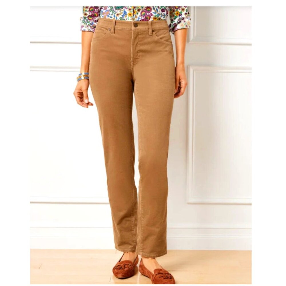 Talbots High-Waist Straight Leg Stretch Corduroy Pants; Light Brown; Size: 2